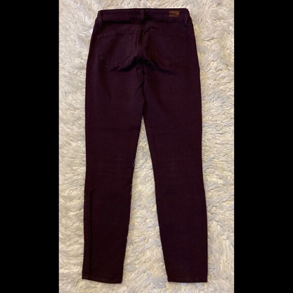 Paige High Rise Skinny Jeans Size 25 Burgundy Plum Stretch Denim Classic Fit - Picture 8 of 8